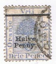 Stamps South Africa Orange Free State 1890 Halve Penny On Drie Pence Blue Used - $6.86