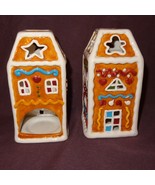 Pair Gingerbread House Tea Light Candle Holder Christmas Holiday Ganz Te... - £14.11 GBP