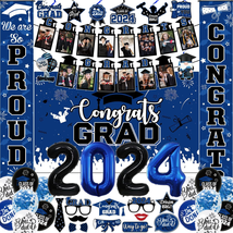 Graduation Decorations Class of 2024, Blue Graduation Decorations Banner Blue 20 - £29.85 GBP