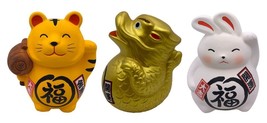 Set of 3 Ceramic Chinese Zodiac Coin Bank Figurines  - £15.39 GBP