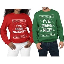 2 Naughty S &amp; Nice M Sweatshirt Men Women Couple Matching Ugly Christmas Sweater - £27.96 GBP