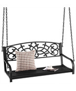 2-Person Outdoor Porch Metal Hanging Swing Chair with Sturdy Chains-Blac... - £131.79 GBP