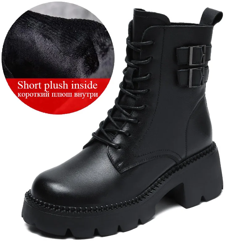 Handmade Retro Women Winter Warm Boots British Style Platform Thick High... - £82.04 GBP