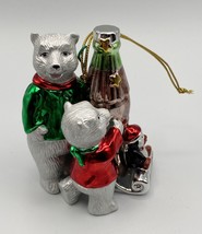 Vintage Scarce Coca Cola 2 Polar Bears &amp; Penguin Coke Bottle Sleigh Ornament - £9.58 GBP