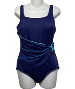 Roxanne Womens One Piece Swimsuit Blue Green Size 12 Bra Size 36D Soft Cups - $11.88