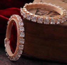 Indian Bollywood Style Rose Gold Plated CZ AD Jewelry Bangle Bracelet Kada Set - £22.91 GBP