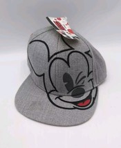 Disney Mickey Mouse Winking Adjustable Snapback Cap Hat Gray Red Black N... - £15.19 GBP