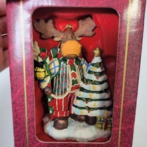 Grandeur Noel Holiday Christmas Ornament Tin Gift Box Angel Moose Christmas Tree - £8.51 GBP