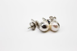Natural Pearl Silver earrings, Solid 925 Silver Studs, June Birthstone, Semi Pre - £125.76 GBP
