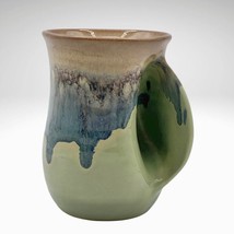 Neher Right Handwarmer Art Pottery Mug Green Blue Drip Glaze Clay In Motion 2016 - £13.95 GBP