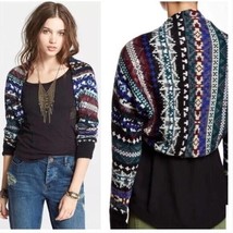 Free People Woven Shrug Wrap Cardigan Size XS Blue Black - £27.24 GBP