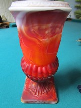 1951 Imperial Slag Glass Red White Footed VASE/URN, 8 1/2&quot; Tall X 4 X 4 Base - £59.34 GBP