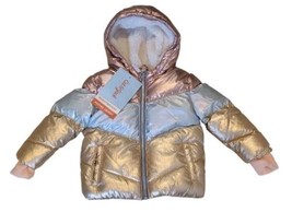 Cat &amp; Jack Girls Metallic Toddler Hooded Snow Winter Puffer Lined Jacket... - $19.34