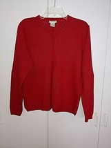 ST. JOHN&#39;S BAY LADIES LS V-NECK RED 100% COTTON PULLOVER SWEATER-M-BAREL... - $5.89