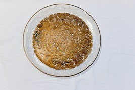 Vintage George Briard gold painted glass ribbed plate platter - $57.48