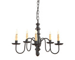 &quot;COUNTRY INN&quot; 5 ARM WOODSPUN CHANDELIER in AMERICANA BLACK USA HANDCRAFTED - $374.95