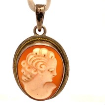Antique Sterling Silver Signed 800 Victorian Lady Cameo Carved Shell Pendant - £35.52 GBP