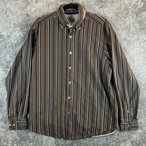 Tommy Bahama Dress Shirt Mens Large Striped Purple Trim Longsleeve Forma... - $16.23