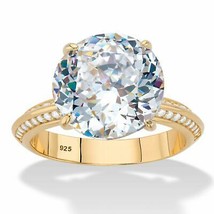 PalmBeach Jewelry 6.32 TCW Gold-Plated Silver Round CZ Tapered Engagement Ring - £39.95 GBP