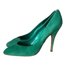 Fredericks Of Hollywood Green Suede Leather Pointed Toe Heel Pump Shoes ... - $54.45