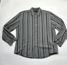 Axist Mens Gray Striped Button up Shirt Long Sleeve Size XL Cotton - £13.24 GBP