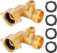 90 Degree Garden Hose Elbow with Shut off Valve 2 Pack, 3/4&quot; Heavy Duty Hose Ada - £11.39 GBP