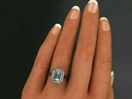 3.5ct Emerald Simulated Diamond Engagement Ring 14k Rose Gold Plated Bezel Set - £53.67 GBP
