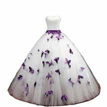 Ball Gown Butterfly Gothic Pearls Long Prom Wedding Dresses 16 White and Purple - £127.68 GBP