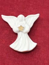 Lenox Angel Pin / Brooch White with Gold Star Winged Vintage - $9.89