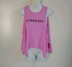 Material Girl Active Women&#39;s Self Made Boss Handkerchief Pink Tank Top S... - $15.25