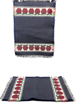 Vintage Country Apple Fabric Placemats Fringed 20.25x 14.25 in Red White... - £10.04 GBP