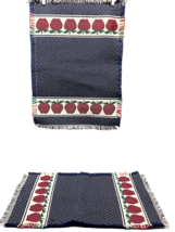 Vintage Country Apple Fabric Placemats Fringed 20.25x 14.25 in Red White... - £9.92 GBP