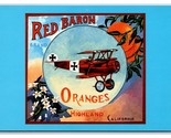 Red Baron Brand Oranges Fruit Label Highland CA UNP Contiental Postcard Z8 - $4.90