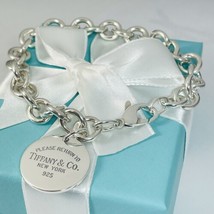 Please Return to Tiffany LARGE 8.75&quot; Round Tag Charm Bracelet FREE Shipping - £248.90 GBP