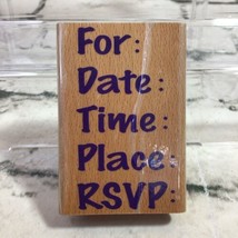 StampCraft Rubber Stamp Party Invite #440H36 Date: Time: Place: 2&quot; X 3&quot; Mounted - £6.24 GBP