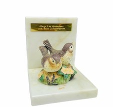 Sparrow bookend figurine sculpture bible verse marble flower bird book e... - $74.25