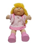 Cabbage Patch Kids Doll Girl Blue Eyes Yellow Hair Pink Dress Flowers 19... - $28.01