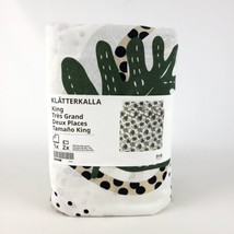 Ikea KLATTERKALLA King Duvet Cover &amp; 2 Pillowcases Bed Set White/Green Monstera - £59.33 GBP