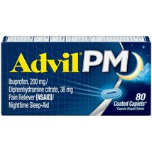 Advil PM (80 Count) Pain Reliever / Nighttime Sleep Aid Caplet 200 Mg..+ - £20.56 GBP