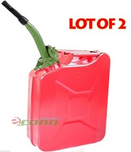 Lot Two RED 5 Gallon Jerry Can Gasoline Steel Tank Military Style W/Gree... - $65.44