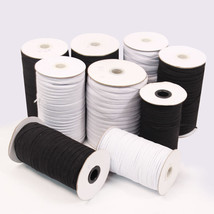Flat Braided Elastic Band Roll 1/8&quot; (3mm) width White/ Black 168 Yards Roll - £11.76 GBP