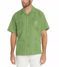 Men&#39;s Guayabera Apple Green Wedding Short Sleeve Dress Shirt w/ Defect L - £15.30 GBP