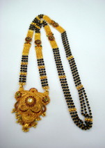 22kt gold necklace pendant mangalsutra traditional kundan meena jewelry - $4,851.00