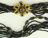 Vintage 60s ORIGINAL by ROBERT Black Glass Amber Roundel Bead Fancy Clas... - $188.95