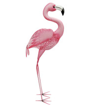 Pink Metal Standing Flamingo 35in F19 - $296.99