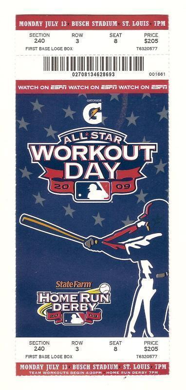 2009 MLB All Star Game Home Run Derby Full Ticket - $62.45