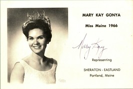 Mary Kay Gonta Miss Maine 1966 Vtg Souvenir Autograph Card Portland Maine - £8.36 GBP