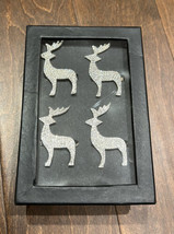 **Tahari Reindeer Rhinestone Christmas Napkin Rings Set Of 4 New In Box - £27.63 GBP