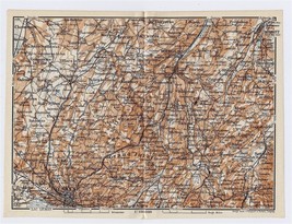 1911 Antique Map Of Vicinity Of Lausanne Ursy Echallens Moudon Switzerland - £17.22 GBP