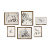 Aesthetic Vintage - Street Horse Flower Forest Woodland Sketch - French Country - £26.90 GBP